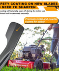 Two Pack Mulching Blades Kit For 21 Inch Deck Honda HRX217 HRX537 Series Lawn Mowers Replacement Upper Blade 72531-VH7-000 Lower High Lift Blade 72511-VH7-000 Easy Install showing blade and mower in use