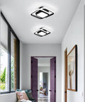 Small Modern Two Crossed Square LED Ceiling Light With Acrylic Finish, 36W Integrated 6000K Cool White, Not Dimmable in hallway
