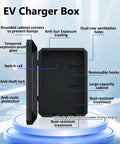 Heavy Duty Outdoor Electric Vehicle Charger Protector With All Weather Waterproof Steel Cage And Wall Mount Smart Cord Hook Keeping Your Rig Slick And Secure Year Round with rounded corners and anti-theft lock.