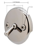 Durable Polished Chrome Trip Lever Overflow Plate With Screws 50 Pack, 3-1/8 Inch diameter, featuring lever and screw holes.