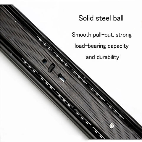 Top view of One Pair Three Stage Drawer Slides Cold Rolled Steel with solid steel ball for smooth operation.
