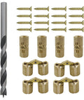 Hidden Brass Barrel Hinges 8mm 180 Degree Concealed Cabinet Hinges With Drill Bit Gold Finish 8 Pack Heavy Duty