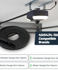 Whisper Drive 234 Inch Garage Door Drive Belt For 7 Foot High Doors Replacement Belt For Chamberlain Craftsman LiftMaster Openers High Density Polyurethane 20 Grooves Per 6 Inches Durable Quiet Easy Install displayed with compatible brands on packaging.