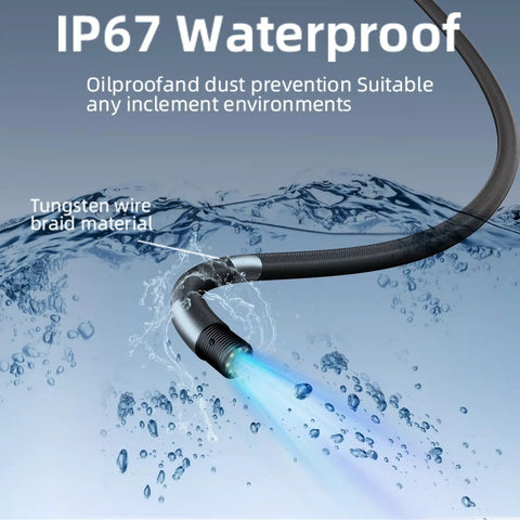 Two Way Articulating Borescope With 1080P HD Endoscope Camera and 8 LED Lights Five Foot Semi Rigid Flexible Probe IP67 Waterproof