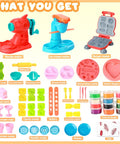 3 In 1 Color Dough Kitchen Creations Set With Ice Cream Maker Spaghetti And Burger Tools Art Craft Food Modeling Toys Kit