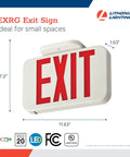 Single Sided LED Exit Sign With White Thermoplastic Housing, Switchable Red And Green Colors, NiMH Backup, dimensions shown