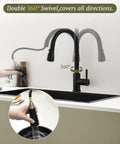 Heavy Duty 304 Stainless Steel Kitchen Faucet With Pull Down Sprayer And Smooth Glide Handle showcases 360° swivel feature.