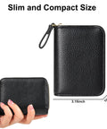 Black RFID Blocking Credit Card Holder Wallet, Slim Leather Card Case With Zippered Accordion Design, 3.15 x 4.33 inches
