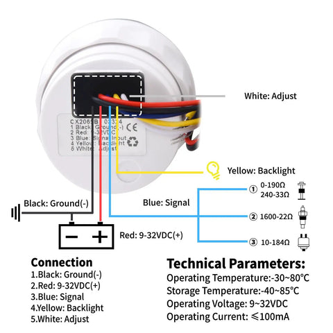 Fuel Sending Unit With Boat Gauge Kit 10 Inch Sender And Gauge For Cars Boats RVs Industrial Equipment 240 Ohm Empty To 33 Ohm Full Marine Grade Fuel Level Sensor Easy Install Reliable Durable Quick Install For Most Fuel Tanks And Marine Applications, wiring diagram