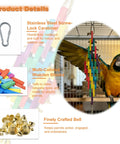 Hella Tough Parrot Chew Toy For Large Birds Natural Wood Blocks with stainless steel carabiner and colorful blocks for enrichment.