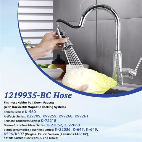 1219935-BC Hose Kit For Pull Down Kitchen Faucets With DockNetik Magnetic Docking System, 68 Inch Replacement Hose, spraying cabbage