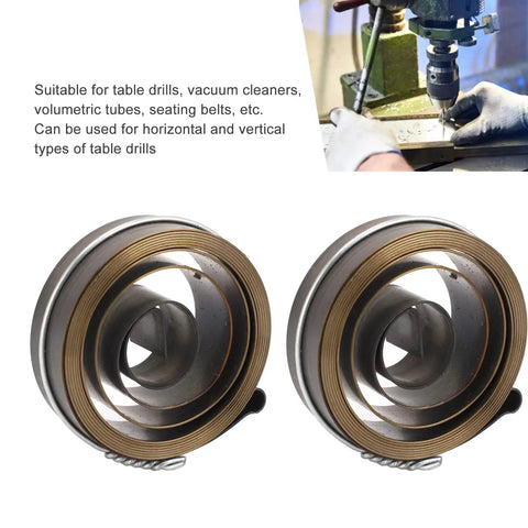 Heavy Duty Drill Press Return Spring Set For Quill Return Compatible With Horizontal And Vertical Benchtop Drills Pro Grade Spring Steel 2 Pack Replacement For Smooth Feed Return.