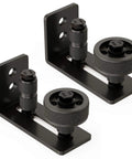 Bottom Adjustable Barn Door Floor Guide Kit With Wall Mounted Rollers 8 Setup Options Black 2 Pack Durable Carbon Steel Frame POM Rollers