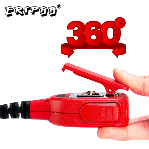 Speaker Microphone for Kenwood Two Way Radios Waterproof IP56 Shoulder Mount With 3.5mm Jack Heavy Duty PU Cable showing 360° clip