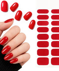 Semi Cured Gel Nail Strips Kit With 2 Packs Including 8 Sizes For Anti Lift Fit salon quality long lasting odorless HEMA-free Classic Red