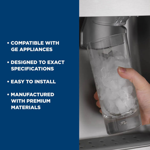 Hand holding glass with ice from refrigerator using Refrigerator Dispenser Auger WR17X11939 Replacement Part For Ice Maker