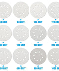 Kick Ass 100 Pc 5 Inch Sanding Discs With Hook And Loop For Orbital Sander Wood Metal Jobs 60 To 1000 Grit Premium Abrasive Wet Dry Performance, assorted grit sanding discs.