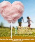 Heart-shaped pink cotton candy on stick from Cotton Candy Sticks And Paper Cones Pack 50 Pcs 11.8 Inch Candy Holder Sticks Carnival Style