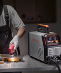 65A Plasma Cutter With Non Touch Pilot Arc 2T 4T Modes Adjustable Pilot Time Dual Voltage 110V 220V Digital Display Inverter IGBT Technology Easy Clean Cuts For Steel Aluminum Copper For DIY Pros in use cutting metal