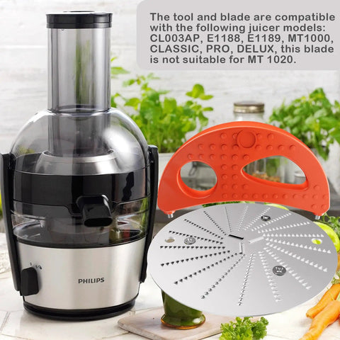 Blade And Crescent Tool Replacement Kit For Jack Lalanne Power Juicer, easy install, shown with compatible juicer model.