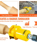 Tenon Cutter For Woodworking 1.5 Inch Diameter With Dual Straight Blades And Button Screws Home Master Kit showing usage with drill