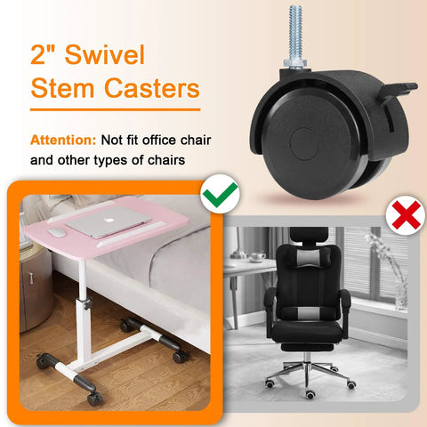 Swivel Stem Casters With Locking Brakes For Furniture And Shelves 2 Inch Black Replacement Castors close-up and usage examples