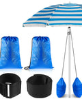 Blue 2 Pack Fillable Sandbags For Beach Umbrella And Outdoor Canopy Windproof Weights Heavy Duty Tent Sand Anchors Portable Bags With Hook And Loop Fasteners