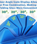 Multi Angle Stained Glass Jig Set For DIY Crafters Complete Foiling Tool Kit with angle scale display in blue with yellow lettering