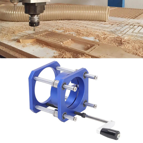 Top Shelf Aluminum Router Lift System With Smooth Dial Adjustment Handle And Rock Solid Build For 64 To 65Mm Routers in blue with precision design.