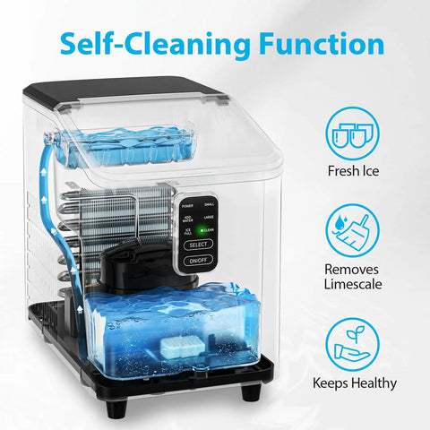 Countertop Ice Maker Delivers Bullet Ice In Just 6 Minutes, 26 Lb Per Day Capacity, Portable Ice Machine Self-Cleaning Feature