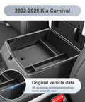 Kia Carnival 2025 2026 Center Console Organizer Tray with Coin Holder, showing ABS plastic material and compartments.
