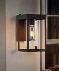 2 Pack Black Outdoor Wall Light Fixtures Dusk To Dawn Exterior Lantern Sconce 9 Inch Height Porch Light Wall Mount Clear Glass Shade