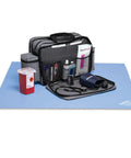 Antimicrobial Bag Barrier for Medical Bags and On The Go Workstations, Latex Free Reusable Shield That Kills Microorganisms, Easy Wipe Cleanup, Keeps Your Workspace Clean and Hygienic for Med Pros and Clinicians on blue mat