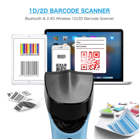 Wireless Bluetooth 2D Barcode Scanner With Hands Free Operation, DS7500 2D Blue, scanning barcodes on various devices