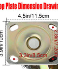 Top plate dimension drawing for Heavy Duty Ten Inch Swivel Caster Set Of Four Built Like A Beast Industrial Wheels.