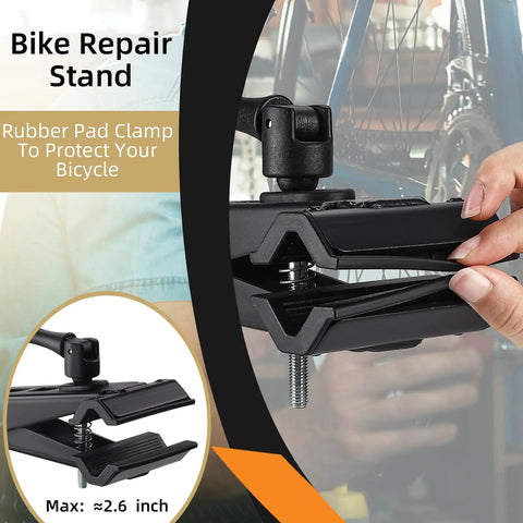 Heavy Duty Bike Repair Stand With Adjustable Clamp, Wall Or Bench Mount, Holds Up To 88 Lbs, for securing bikes during maintenance