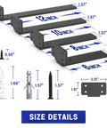 Size details of Heavy Duty Floating Shelf Brackets Set 6 Inch Long 6 Pack Black Coated Metal Wall Shelf Supports