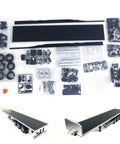 1/14 Scale RC Flatbed Semi Truck Chassis Kit For DIY Model, shown in unassembled parts with three-axle setup and components
