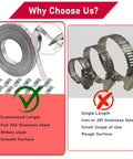 Hose Clamps Assortment Kit For DIY Projects 304 Stainless Steel 32.8 Ft Metal Straps With 12 Extra Strong Fasteners