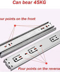 Full Extension Soft Close Drawer Slides With Push To Open, Side Mount, Ball Bearing, showing four front and reverse points