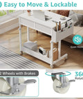 Rolling Mobile Desk With Drawers And Storage Adjustable Height Standing Workstation On Wheels For Small Spaces, white