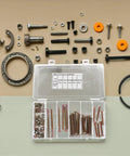 49 Piece M6 40 to 80mm Hex Socket Screw and Barrel Nut Set for Furniture Repair and Home Improvement, open box view