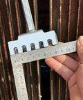 Square Hole Cutter Kit For 86-Type Electrical Junction Boxes shown with ruler measuring cut depth
