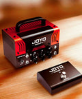 BanTamp XL Mini 20W Guitar Amp Head With Bluetooth, hybrid tube tech, footswitch, two channel design on wooden surface