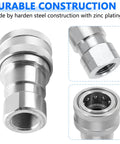 One Quarter Inch Hydraulic Quick Connect Couplers With Dust Caps ISO 7241 B Poppet Valve Pioneer Style Zero Leak For Agricultural And Industrial Equipment Heavy Duty NPT Thread And Body Set Of 2
