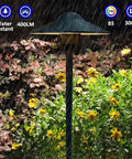 Cast Aluminum Low Voltage Landscape Pathway Lights With Ground Spike And Wire Connectors, lighting garden in rain