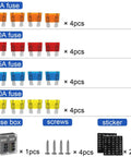 Six Way Fuse Block Panel For 12V And 24V DC Systems With LED Indicator ATC ATO Compatible Fuse Box with assorted fuses, screws, stickers