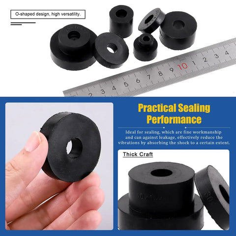 40 Piece Round Rubber Spacer Set in Eight Sizes Dope Anti Vibe Neoprene Washers for Electrical, Home and Auto Projects