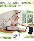 Pilates Reformer Replacement Ropes 2 Pack, 110 Inch Extra Long 8mm Nylon Rope With Metal Grommet, Heavy Duty Low Noise Pulley Rope For Reformer, Tower And Cadillac Style Equipment With Hook, with woman using reformer