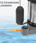 3/4 HP Submersible Sump Pump 5500 GPH With Vertical Float Switch Cast Iron And Stainless Steel Housing Copper Motor